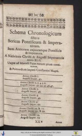 Schema Chronologicum.