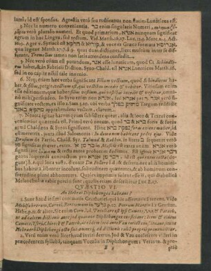 Quaestio VI. An Hebraei Diphthongos habeant?