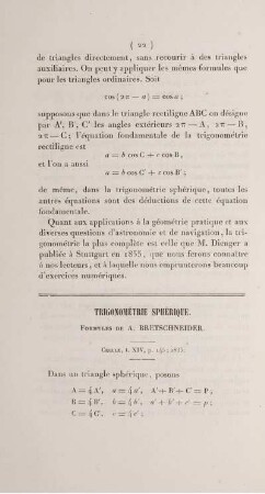 Trigonométrie sphérique.