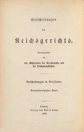 Entscheidungen des Reichsgerichts in Zivilsachen. 34. 1895