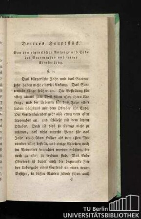 Drittes Hauptstück. Von dem eigentlichen Anfange und Ende des Gartenjahrs und seiner Eintheilung.