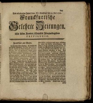 Num. XLI. Dienstags den 22. Maji 1753 - Num. L. Freytags den 22. Junii 1753