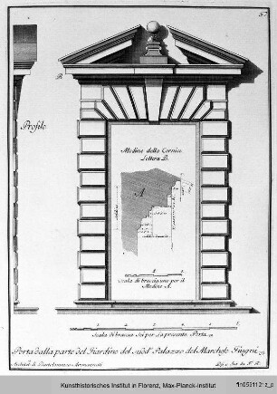 Portalentwurf für die südliche Gartenfassade des Palazzo Giugni in Florenz