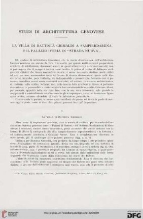 28: Studi di architettura genovese : la Villa di Battista Grimaldi a Sampierdarena e il Palazzo d'Oria in "Strada Nuova"