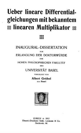 Ueber lineare Differentialgleichungen mit bekanntem linearen Multiplikator