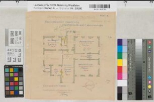 Arnsberg (Arnsberg) Krankenhaus (Hilfskrankenhaus Hasenwinkel, ehem. Landwirtschaftsschule) Grundriß Erdgeschoß 1939 1 : 100 29,5 x 30 kol. Pause Regierung Arnsberg Nr. 13282