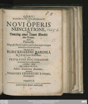 Disputatio Inauguralis De Novi Operis Nunciatione