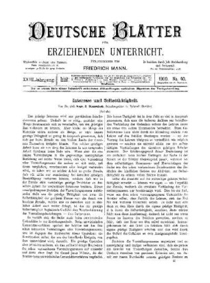 Interesse und Selbstthätigkeit : (Schluss)