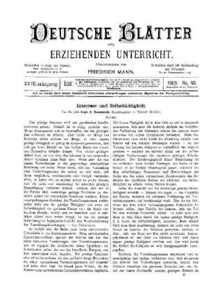 Interesse und Selbstthätigkeit : (Schluss)