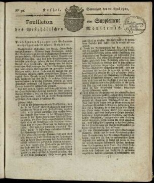 No. 30, Sonnabend den 11. April 1812