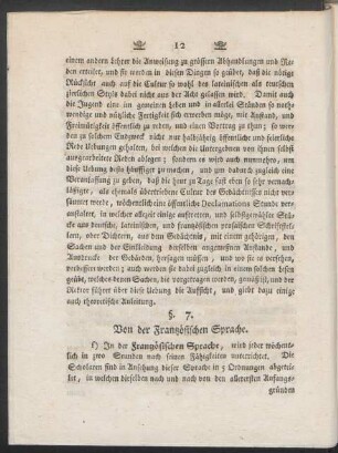 §. 7. Von der Frantzösischen Sprache