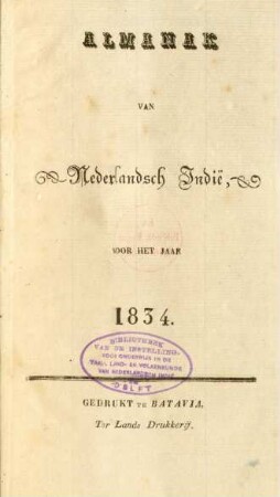 1834: Almanak en naamregister van Nederlandsch-Indie
