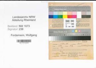 Entnazifizierung Wolfgang Fordemann , geb. 11.03.1901 (Werbeberater)