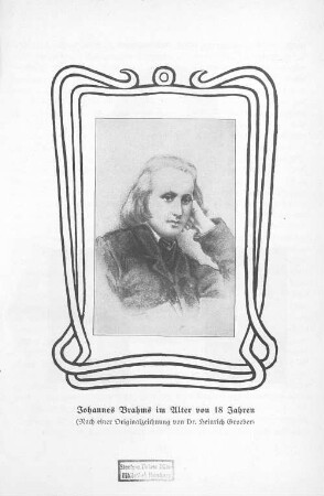Johannes Brahms im Alter von 18 Jahren