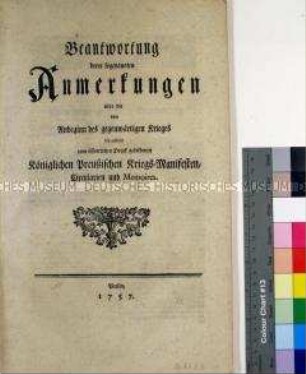 Kommentierte Ausgabe Königlich-Preußischer Kriegsmanifeste, Rund- und Erinnerungsschreiben aus der Zeit des Siebenjährigen Krieges