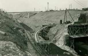 Abgrabung des Oberauer Tunnels der Linie Leipzig-Dresden, Oberau, 1934