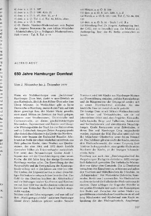 650 Jahre Hamburger Domfest. Vom 2. November bis 2. Dezember 1979.
