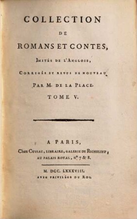 Collection de romans et contes, imités de l'anglois, 5