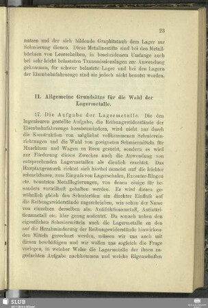 II. Allgemeine Grundsätze für die Wahl der Lagermetalle