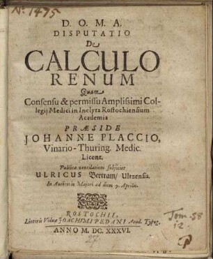 Disputatio De Calculo Renum