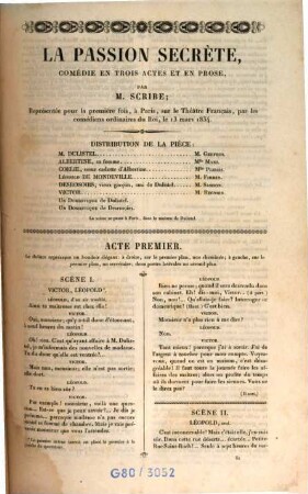 La passion secrète : Comédie en trois actes et en prose