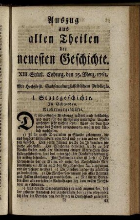 XIII. Stück. Coburg, den 25. Merz, 1761.