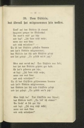 39. Vom Büblein, das überall hat mitgenommen sein wollen.