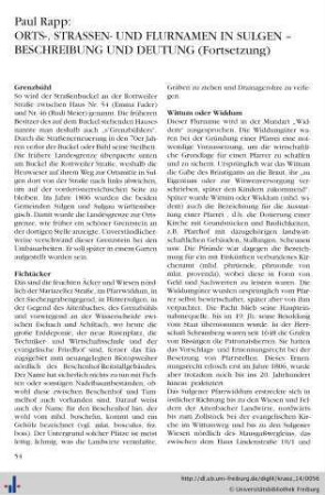 Orts-, Straßen- und Flurnamen in Sulgen – Beschreibung und Deutung (Fortsetzung).