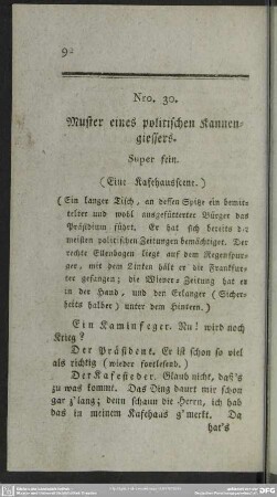 Nro. 30. Muster eines politischen Kannengiessers. Super fein
