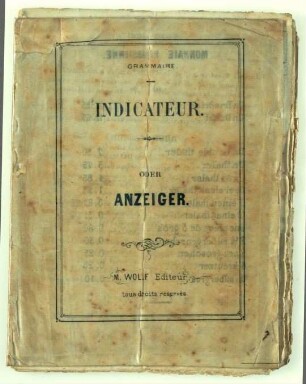 Buch: Grammaire-Indicateur oder Anzeiger