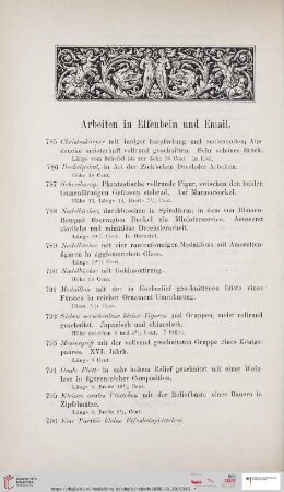 Arbeiten in Elfenbein und Email (Nr. 785 - 806)