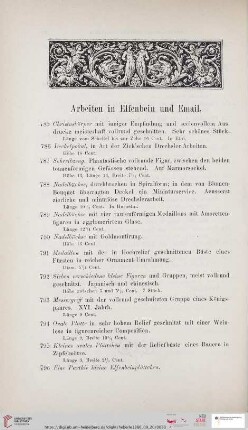 Arbeiten in Elfenbein und Email (Nr. 785 - 806)