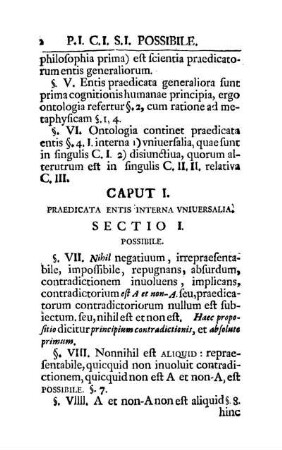 Caput I. Praedicata Entis Interna Universalia.