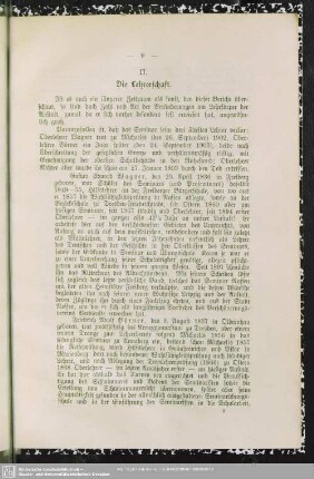 II. Lehrerschaft