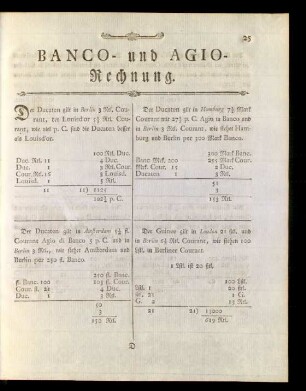 Banco- und Agio-Rechnung.