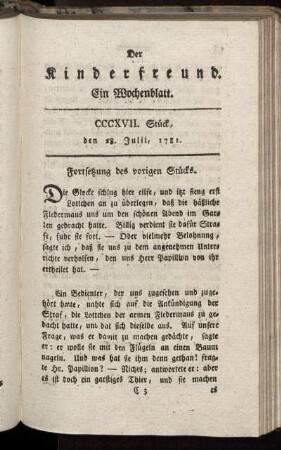 CCCXVII. Stück, den 28. Julii, 1781