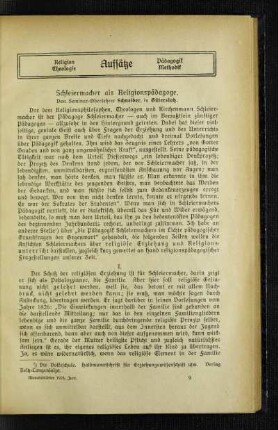 Schleiermacher als Religionspädagoge