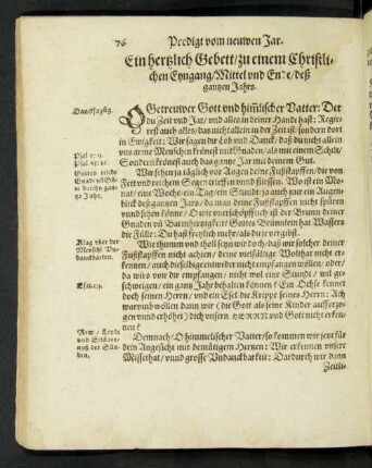 Ein hertzlich Gebett/ zu einem Christlichen Eyngang/ Mittel und Ende/ deß gantzen Jahrs.