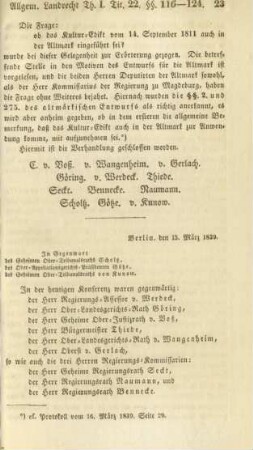 Berlin, den 15. März 1839