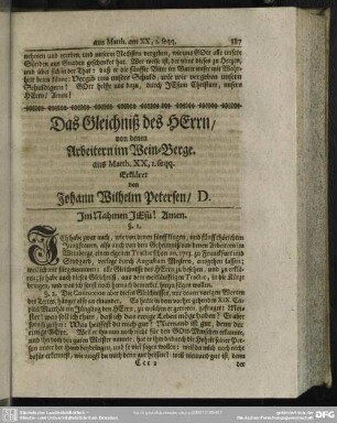 Das Gleichniß des Herrn, von denen Arbeitern im Wein-Berge. aus Matth. XX,1. seq.