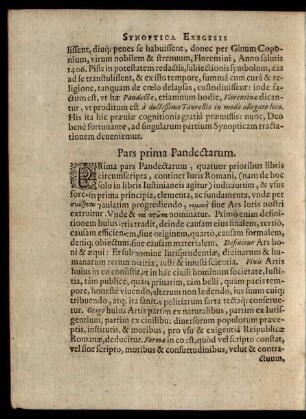 Pars prima Pandectarum.