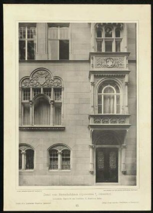 Tafel 65. Detail vom Herrschaftshaus Jägerstrasse 7, Düsseldorf. Architekten: Kayser & Groszheim, K. Bauräte in Berlin
