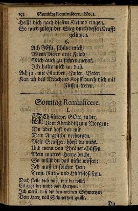 Sonntag Reminiscere. - Erster Oster-Feyertag.