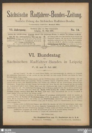 Sächsische Radfahrer-Bundes-Zeitung : amtliche Zeitung des Sächsischen Radfahrer-Bundes