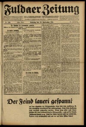 Erste Ausgabe vom Samstag, den 30. September 1916.
