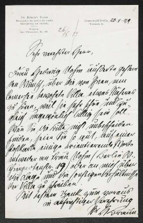 Brief von Heinrich Braun an Gerhart Hauptmann
