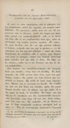 Hoofdartikel van de Nieuwe Rotterdamsche Courant van 21 September 1845.