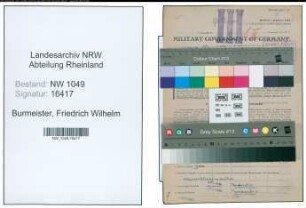 Entnazifizierung Friedrich Wilhelm Burmeister , geb. 11.05.1897 (Sekretaer)