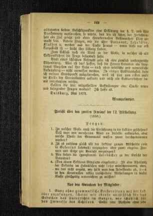 Bericht über den zweiten Umlauf der 12. Abtheilung : (1868)