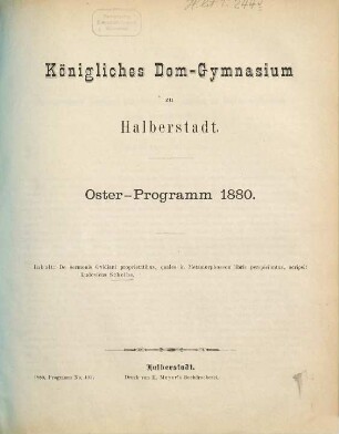 Oster-Programm. 1879/80